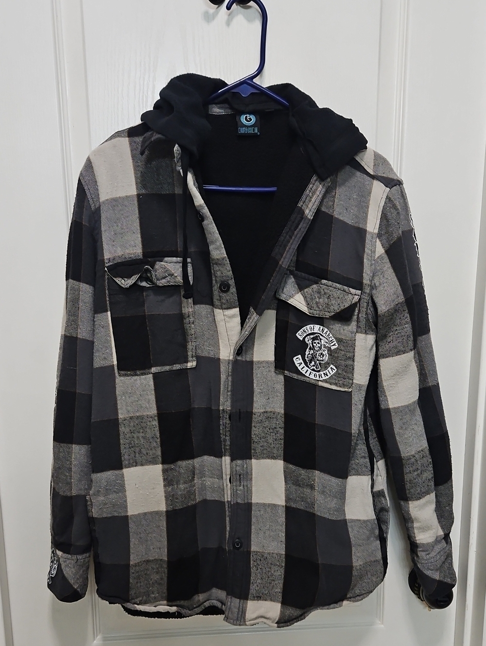 Sons Of Anarchy Flannel Fleece Button Up Jacket